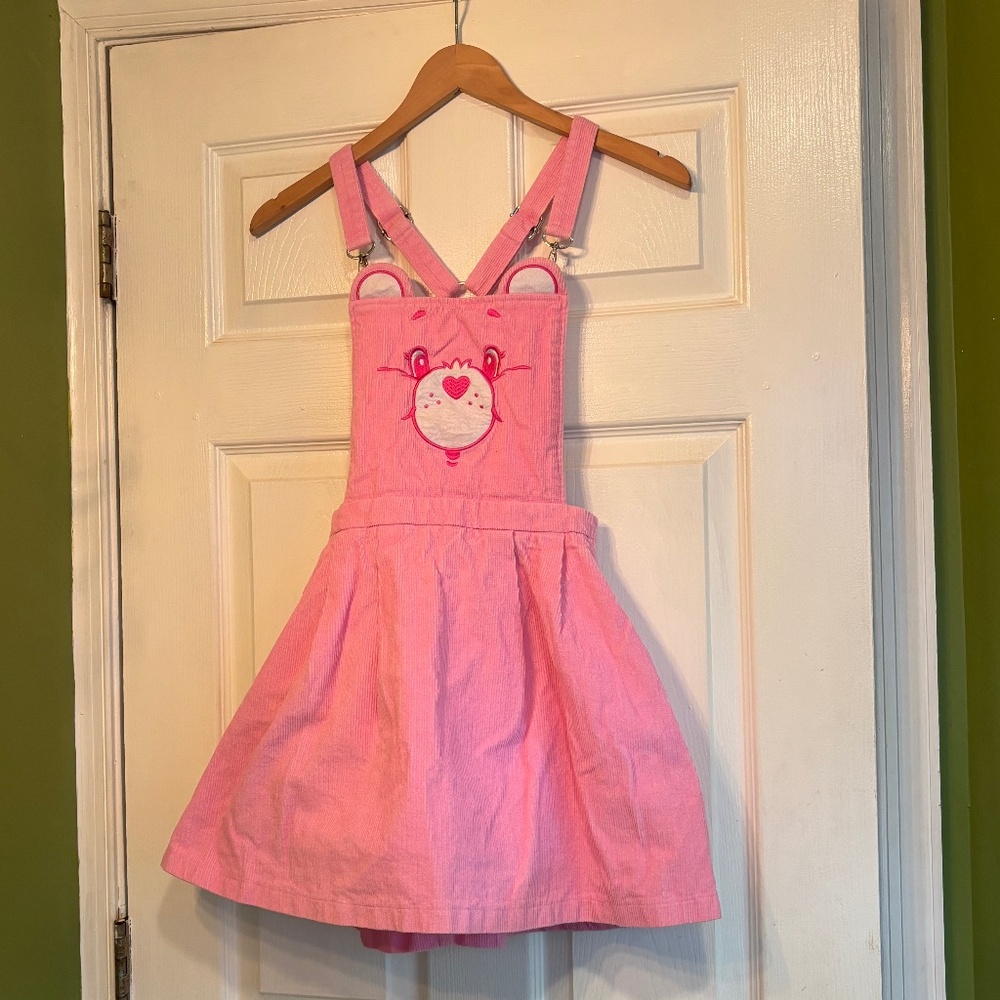 Pink Care Bear Overall Corduroy Dress